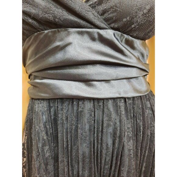 Vintage Betsey Johnson New York Dress Size 6 Black Pleated Lace Satin Halter - Picture 5 of 12